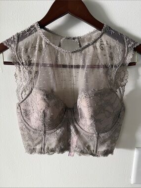 NWOT Victoria's Secret Gray Dream Angels Lined Demi Lace Bustier Corset Size 34D